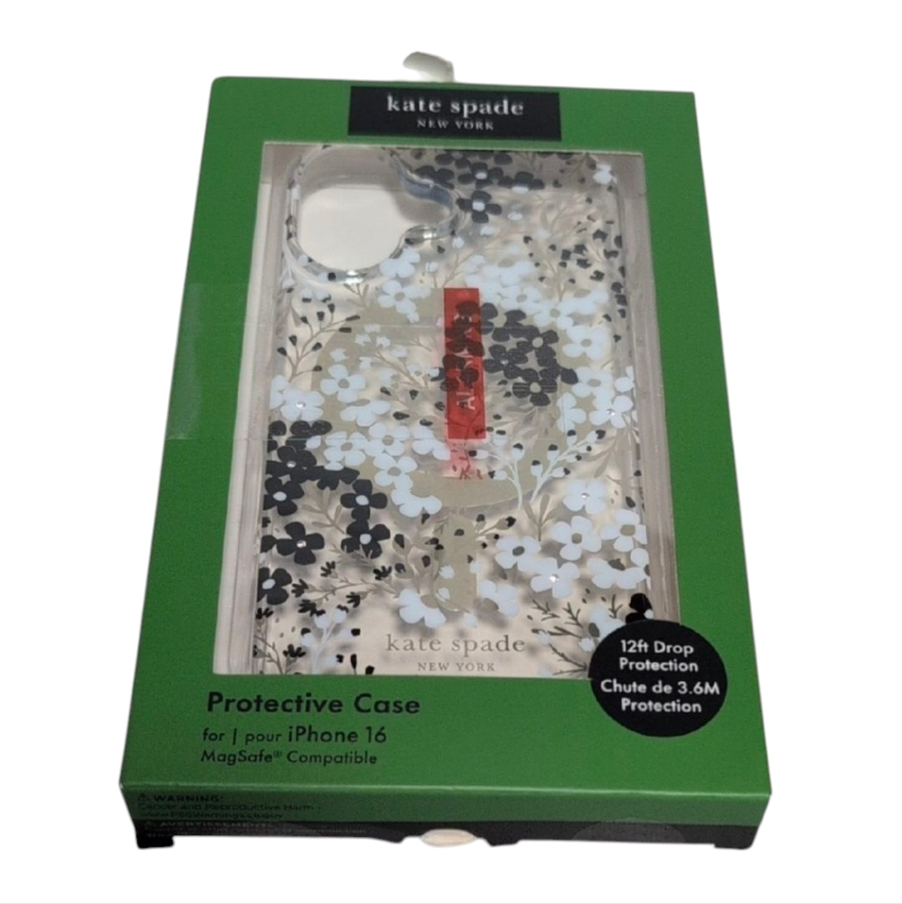 kate spade Black and White Floral iPhone 16 Case - Picture 1 of 8